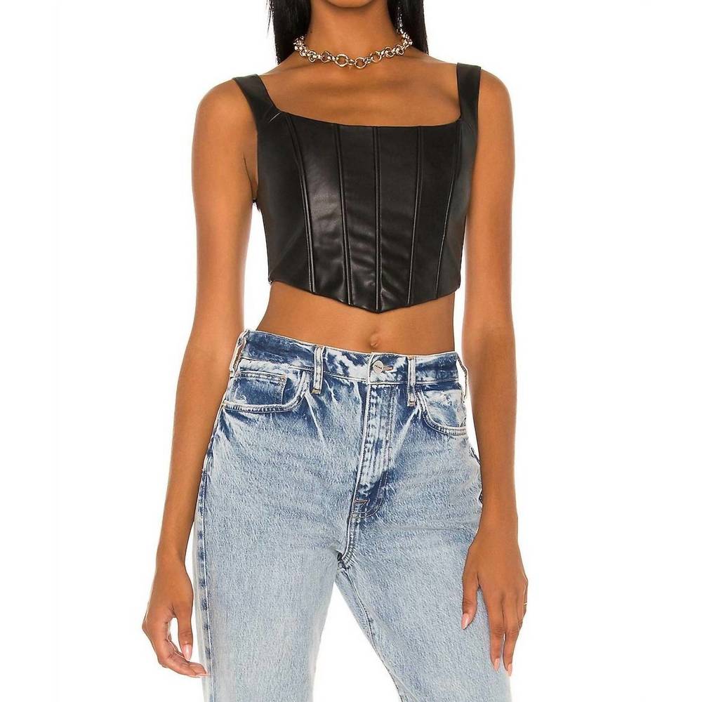 NEW MISHA nova corset hem top in black